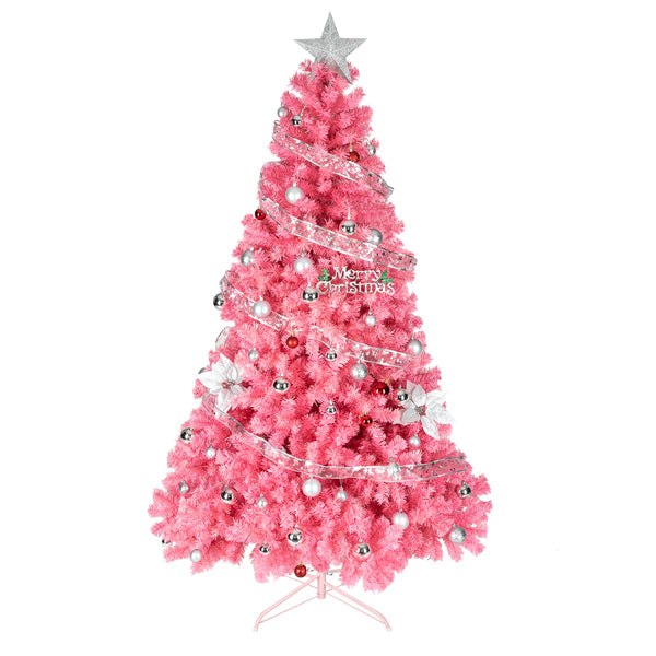 6ft Pink PVC Christmas Tree - Lush Holiday Decoration