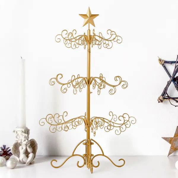 3ft Wrought Iron Christmas Tree Stand - Gold Ornament Display