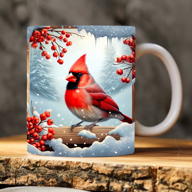 Ceramic Coffee Mug with Bird Design - 301-400ml, Modern Home Drinkware