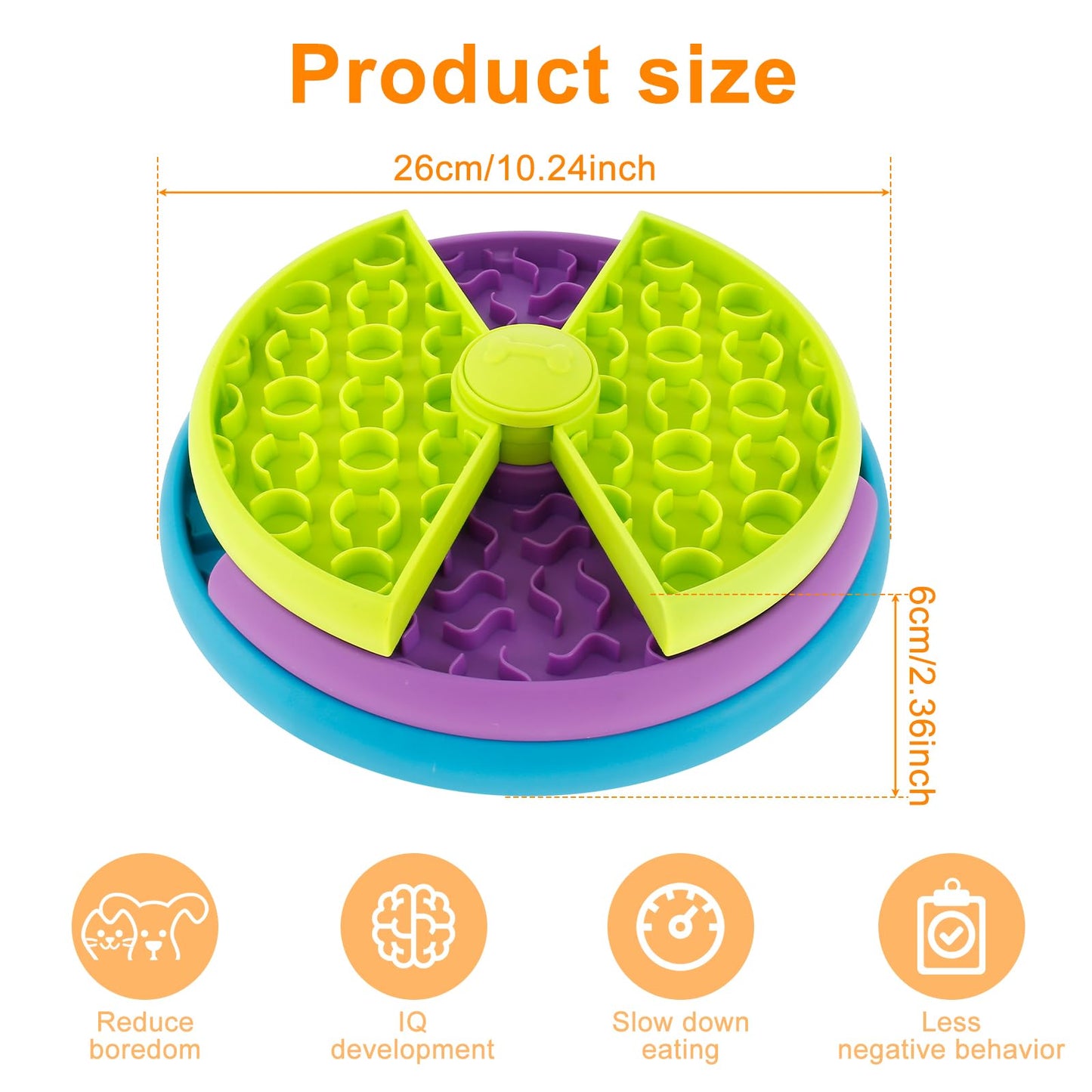 Pet Slow Feeder Bowl with Puzzle & Lick Mat for Medium & Large Dogs - Green