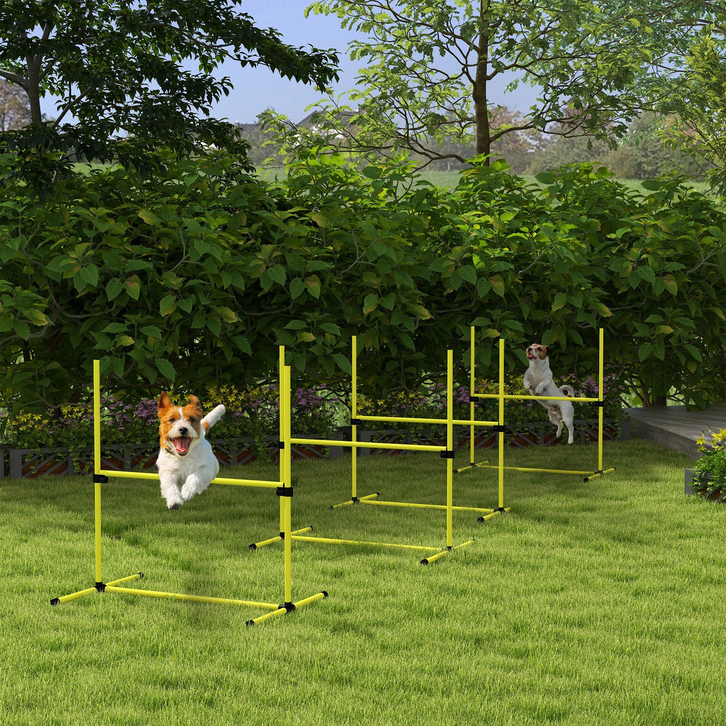 Dog Agility Jump Set with Adjustable Height Bars and Carry Bag - Yellow, 950x180x180 mm