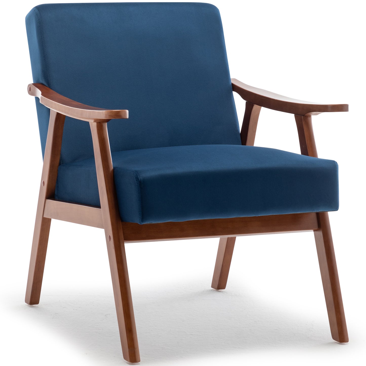 Mid-Century Modern Accent Chair - Blue Velvet Lounge Chair