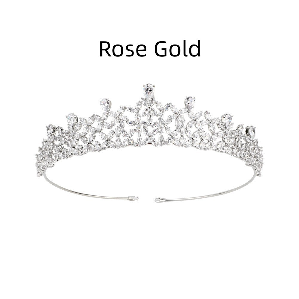 Zircon Bride Crown Headpiece - Gold Plated