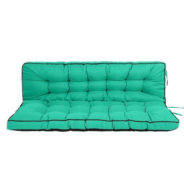 55-Inch Waterproof Outdoor Swing Cushion with Backrest - Blue