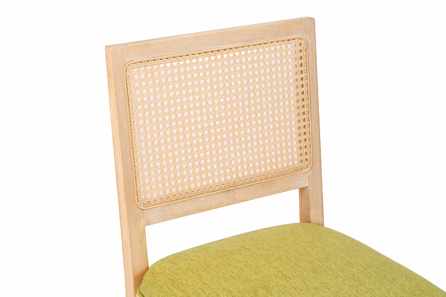 Olive Green Rattan Dining Chairs Set of 2 - Mid Century Modern