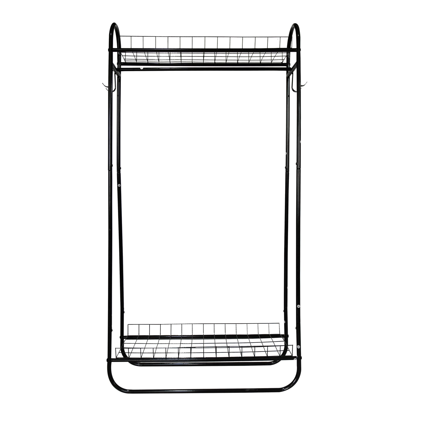 Heavy Duty Freestanding Clothes Rack with Double Shelves - Black