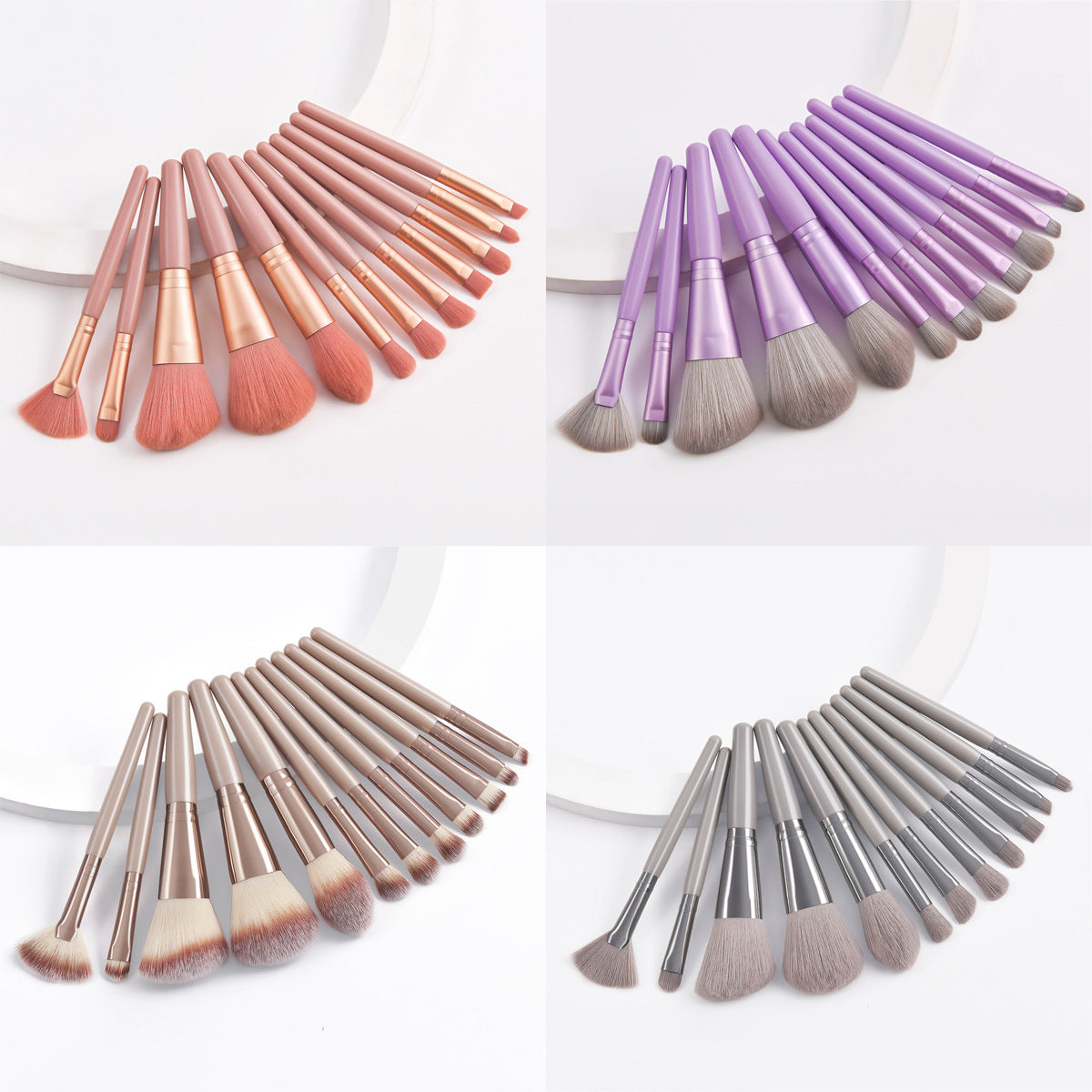 12-Piece Portable Makeup Brush Set - Travel Friendly with Multiple Colors