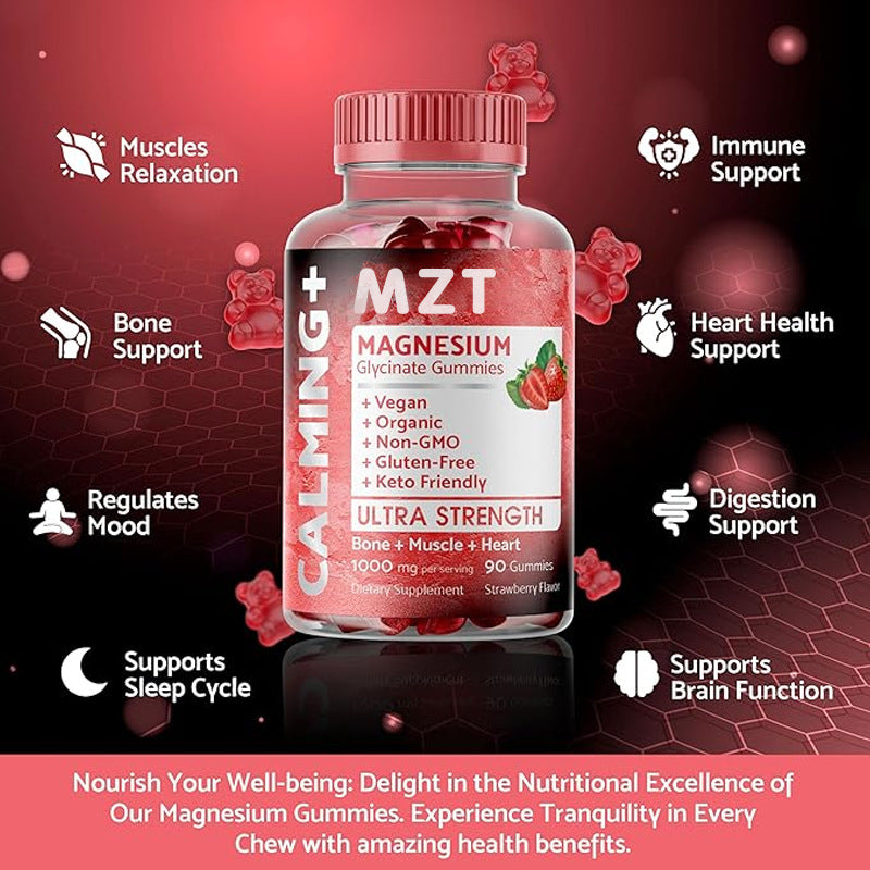 Magnesium Glycinate Soft Candy Tablets - Strawberry Flavor, 90 Count