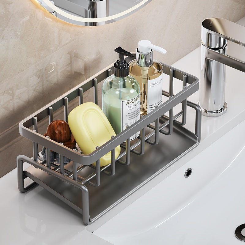 Multifunctional Kitchen Sink Drainage Basket Shelf - Black, Gray & White