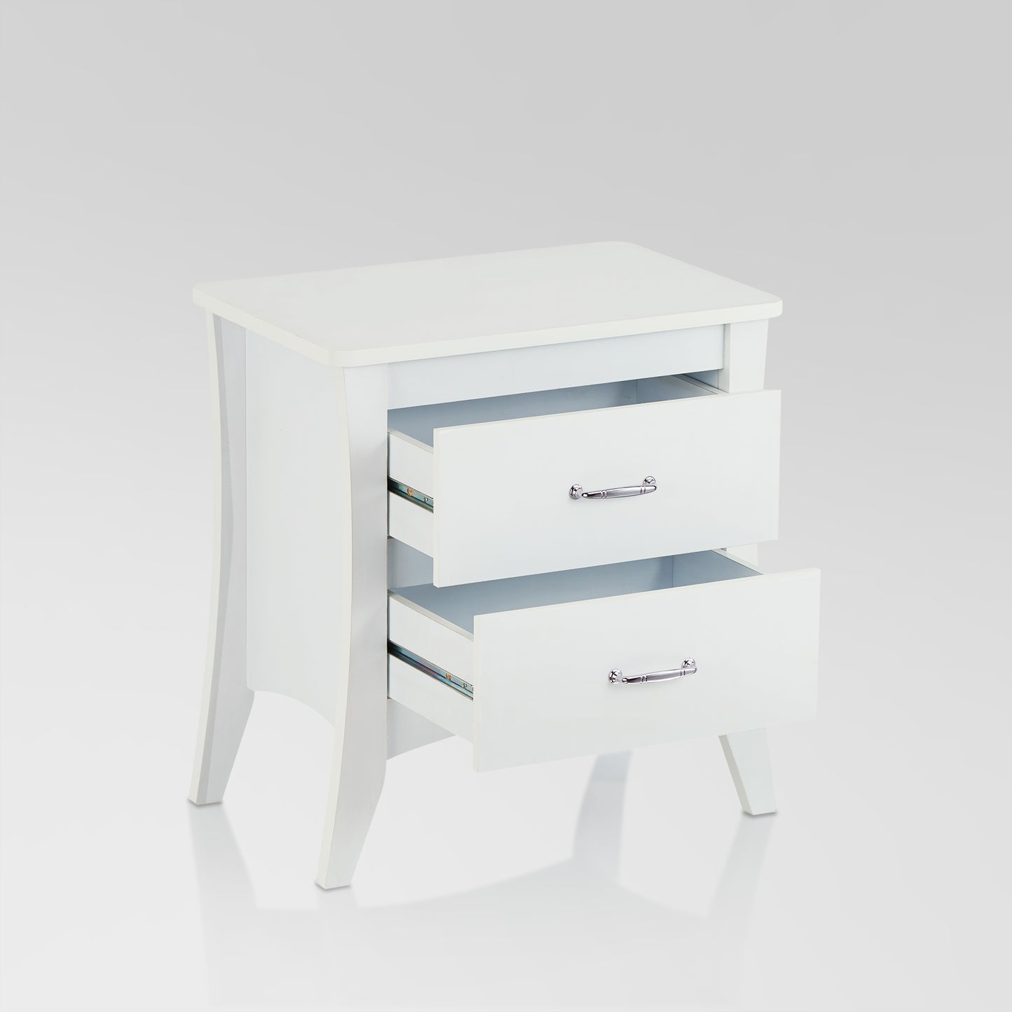 Babb White Finish Accent Table with 2 Storage Drawers