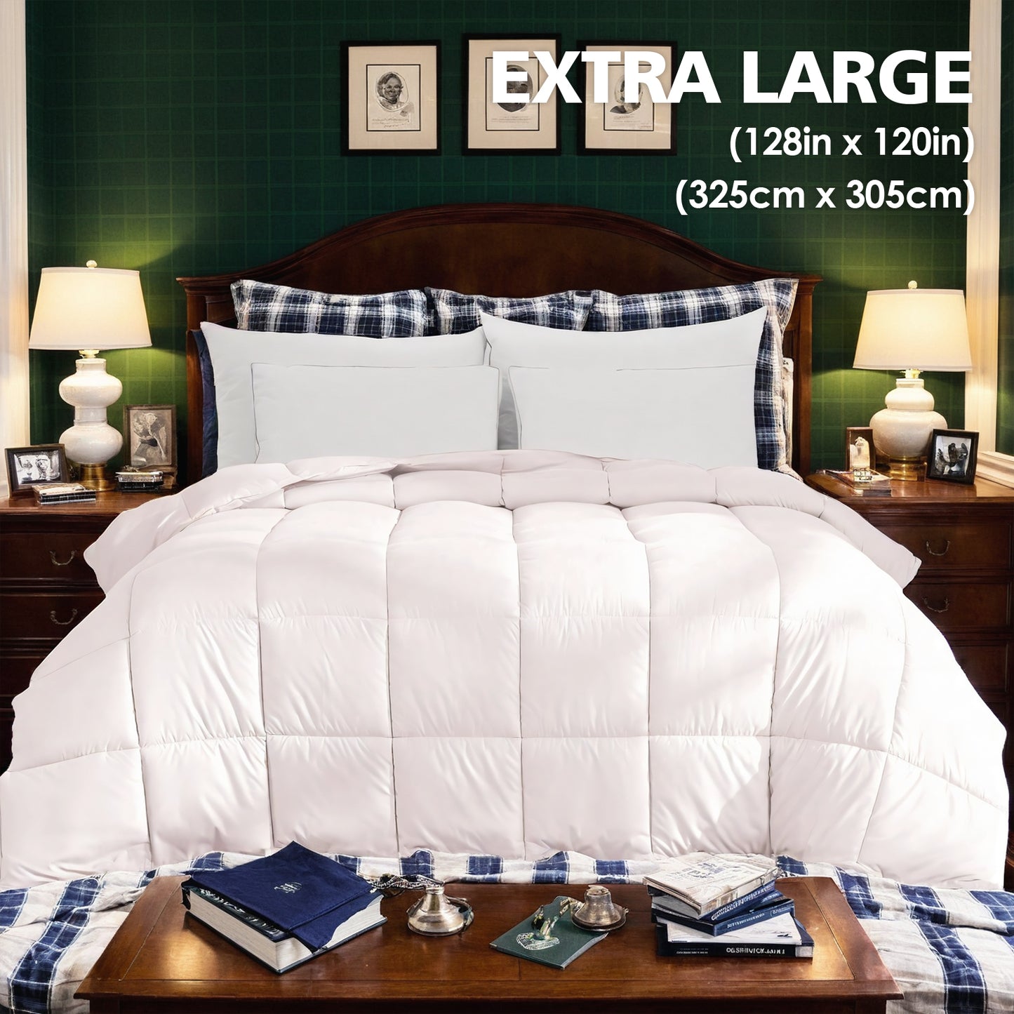 Oversized Cozy Cloud Comforter - Stylish Plaid Design