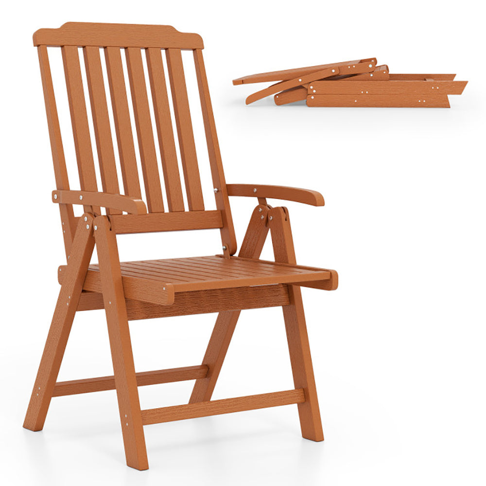 Foldable Patio Chair All-Weather HDPE Outdoor Dining With Armrest For