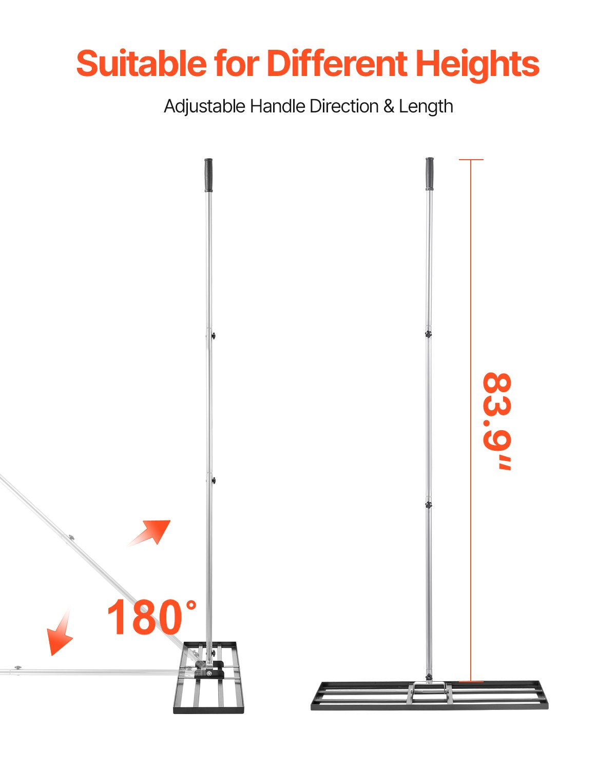 Heavy Duty Lawn Leveling Rake with Adjustable Handle 36x10in Garden Tool