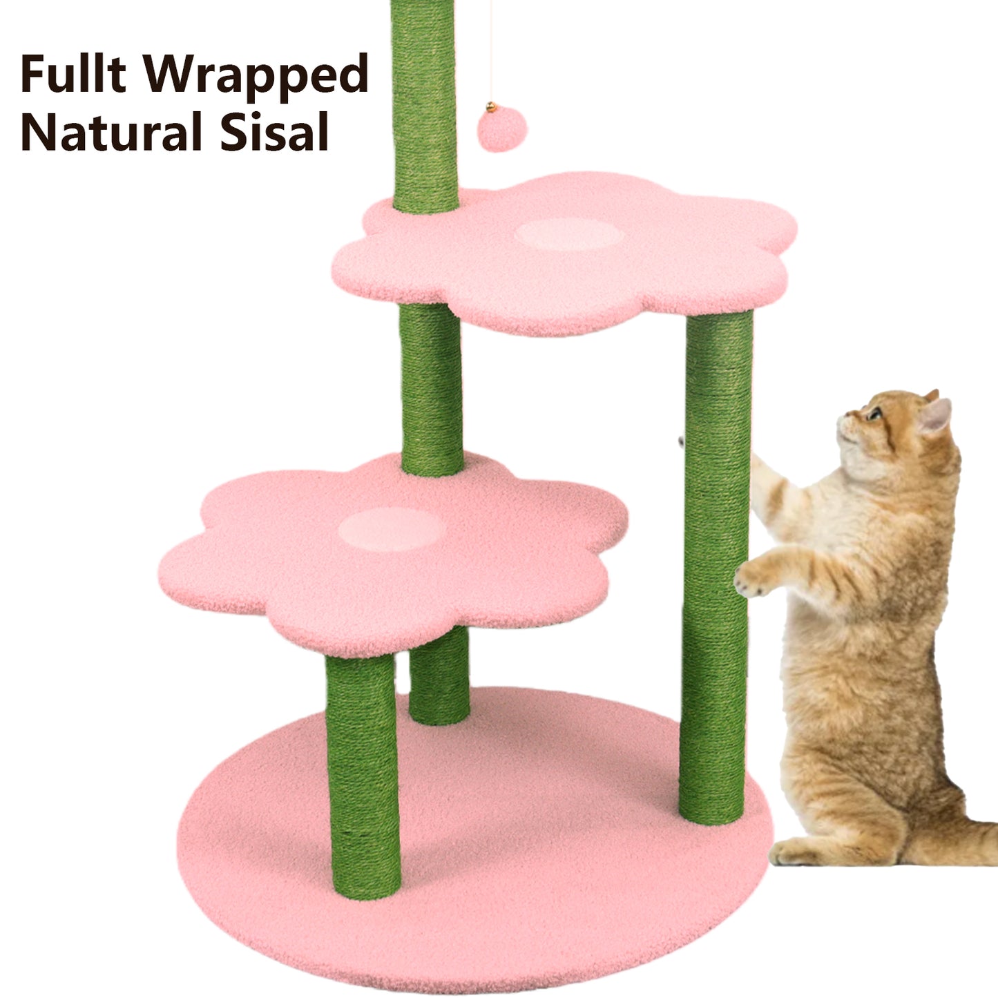 Pink Multi-Level Cat Tree with Removable Cozy Perch & Scratching Posts - Climbing & Resting Furniture for Cats and Kittens