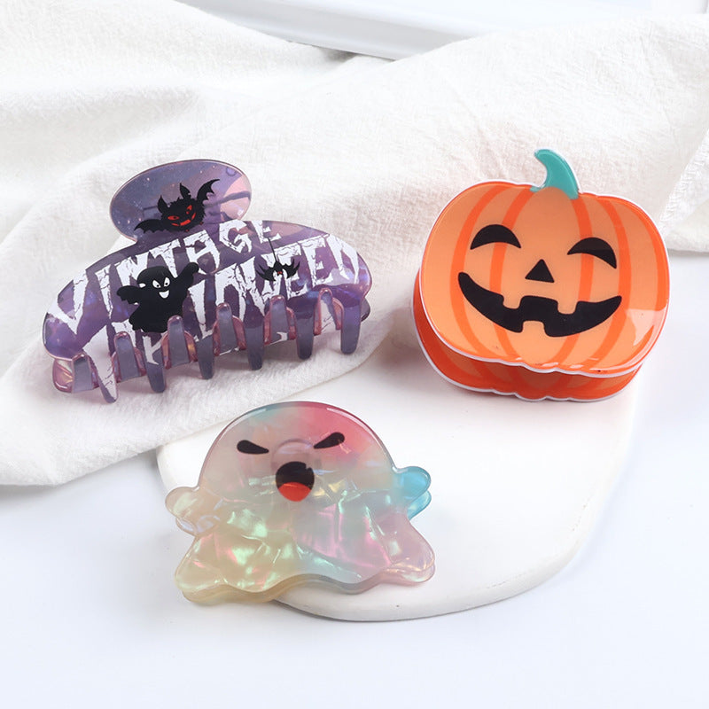 Halloween Pumpkin Ghost Claw Hair Clip - Gothic Dark Fashion Accessory