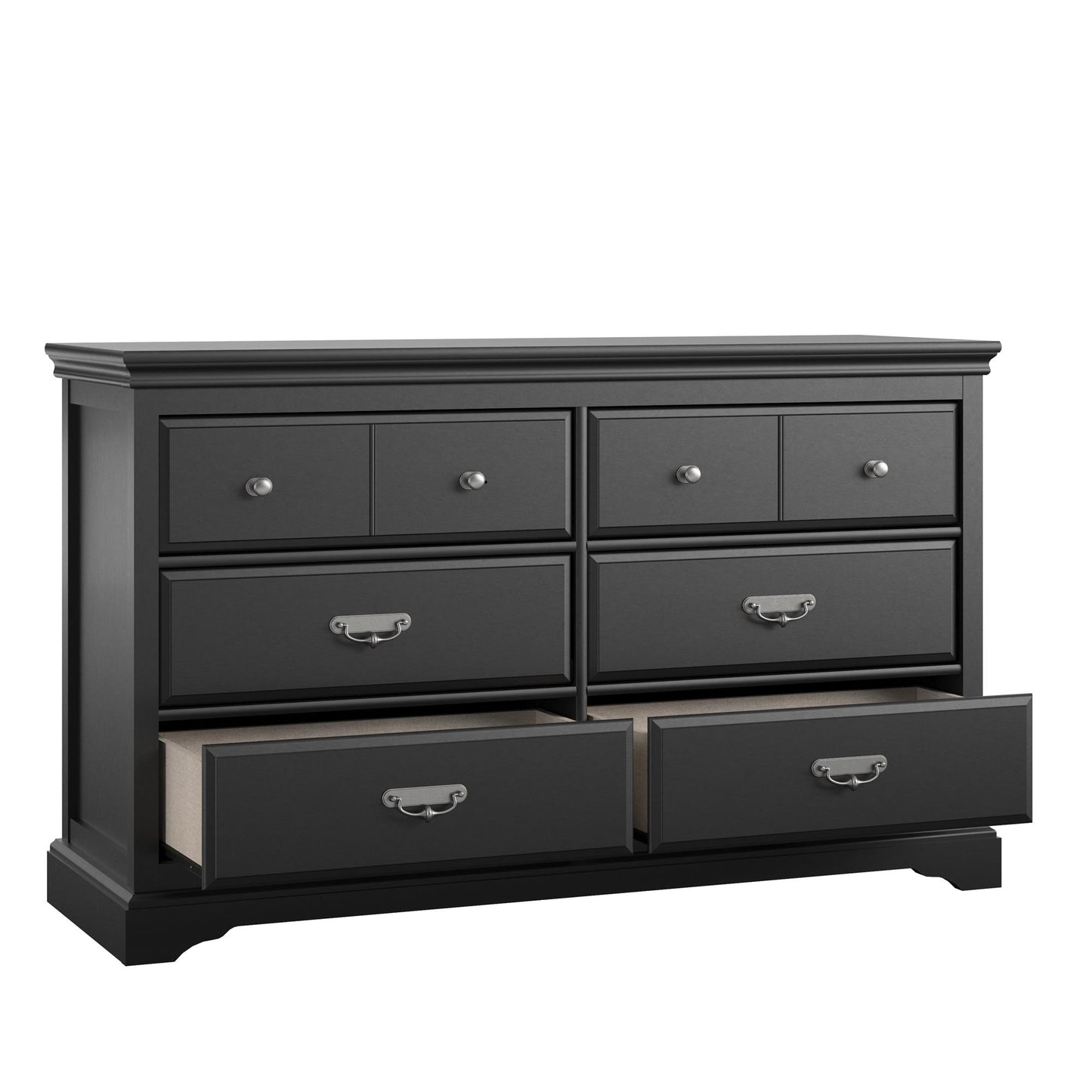 Bristol 6 Drawer Dresser - Elegant Black MDF Storage Unit