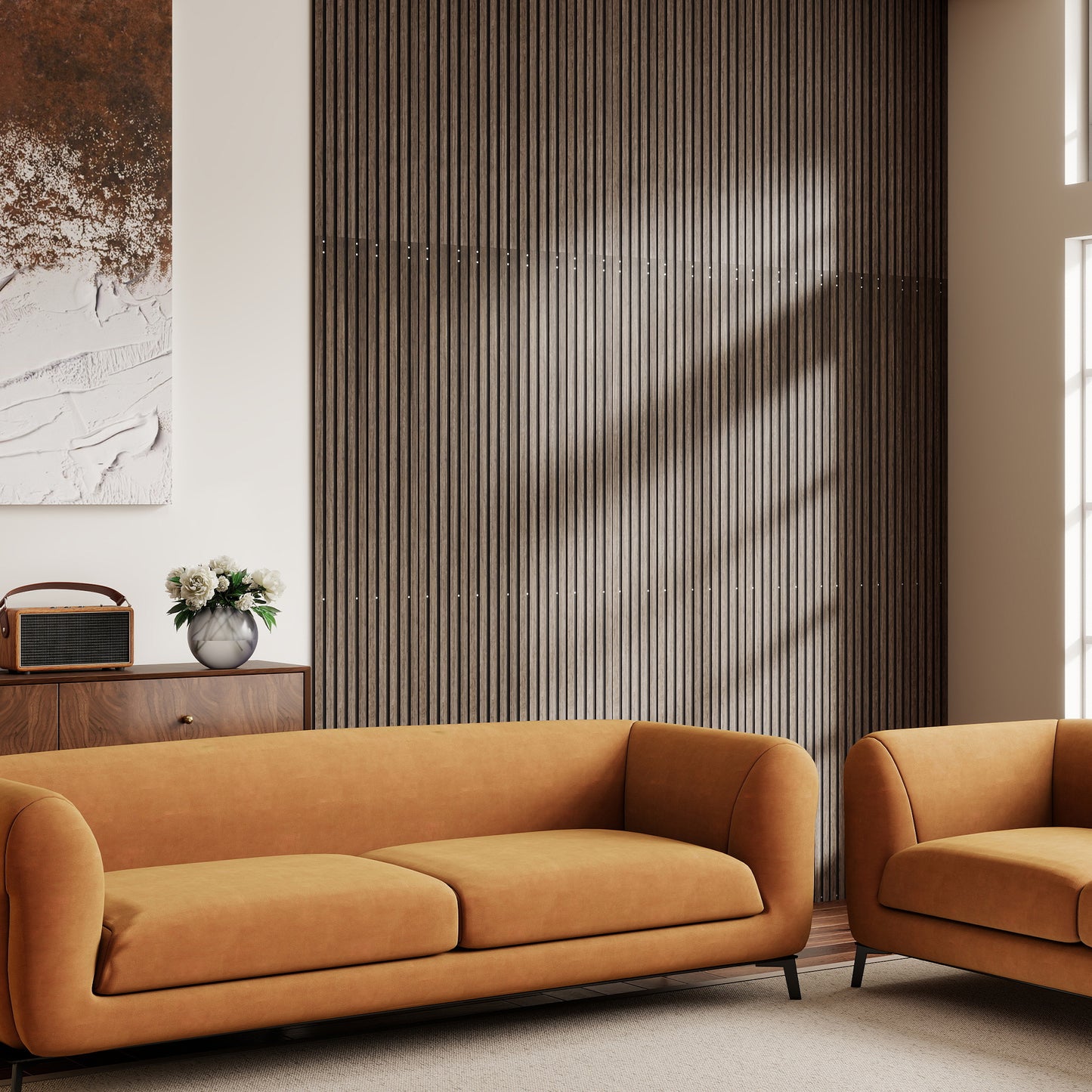 Acoustic Wood Wall Panels - 4 Pack Sound Absorbing Slats, Walnut