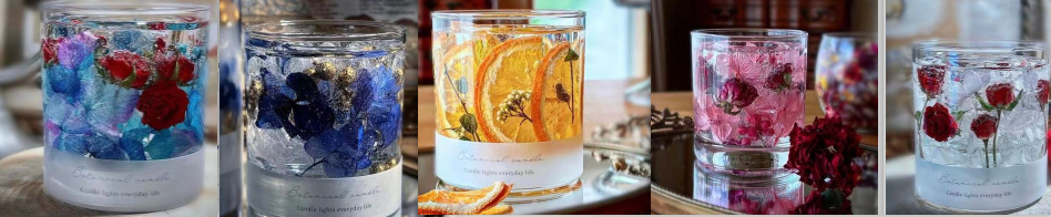Dried Flower Rose Jelly Aromatherapy Candle Glass Candleholder Home Wedding Gift