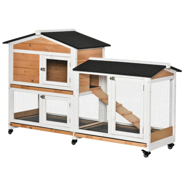 Outdoor Small Animal Playpen Cage with Ramp & Wheels for Rabbits