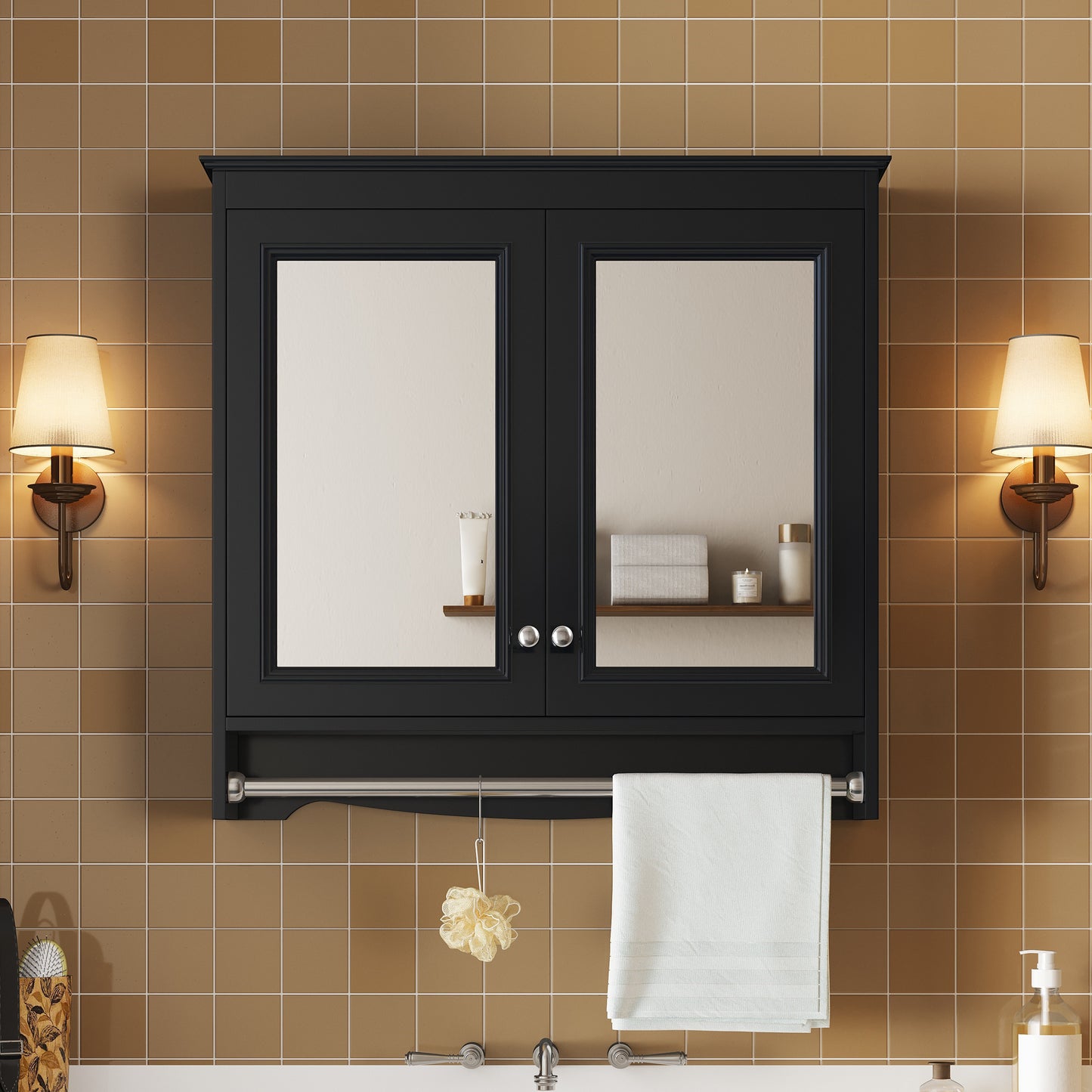 3-in-1 Bathroom Mirror Cabinet, 30 Inch Wall Mounted Medicine Cabinet