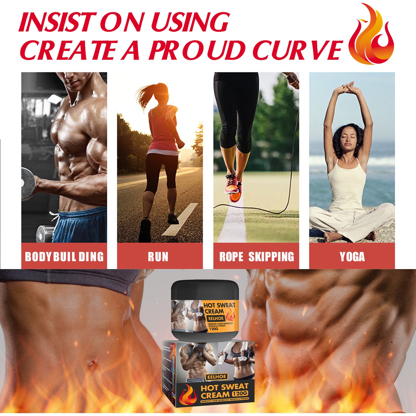 Body Sculpting Abs Cream - Firming & Toning Fitness Gel for Waist & Abdomen