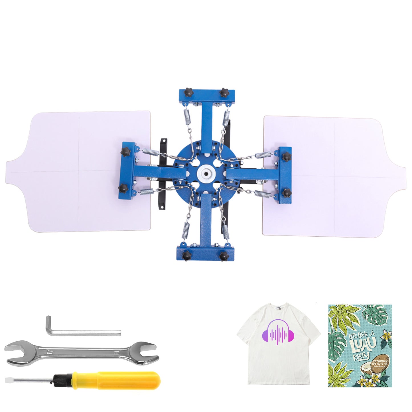 4-Color Screen Printing Machine 21.3x17.7 In Rotatable DIY T-Shirt Press