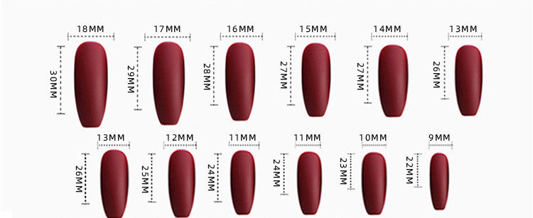 Z-05 Red Gray Ice Crystal Long False Nails - 24 Pcs