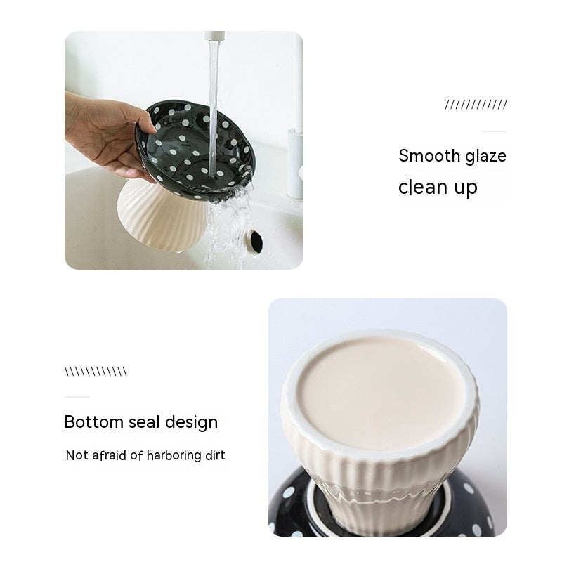 High Foot Ceramic Cat Food Bowls - Anti Roll Pet Tableware for Cats