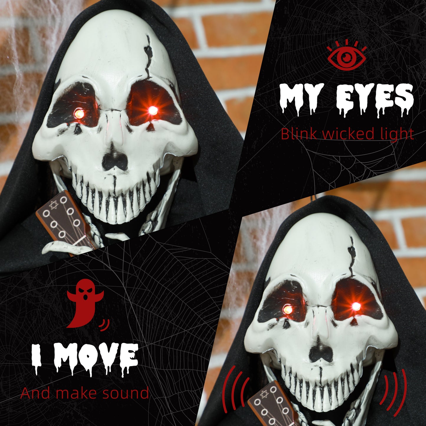 Guitar-Playing Grim Reaper Halloween Decoration - Animatronic