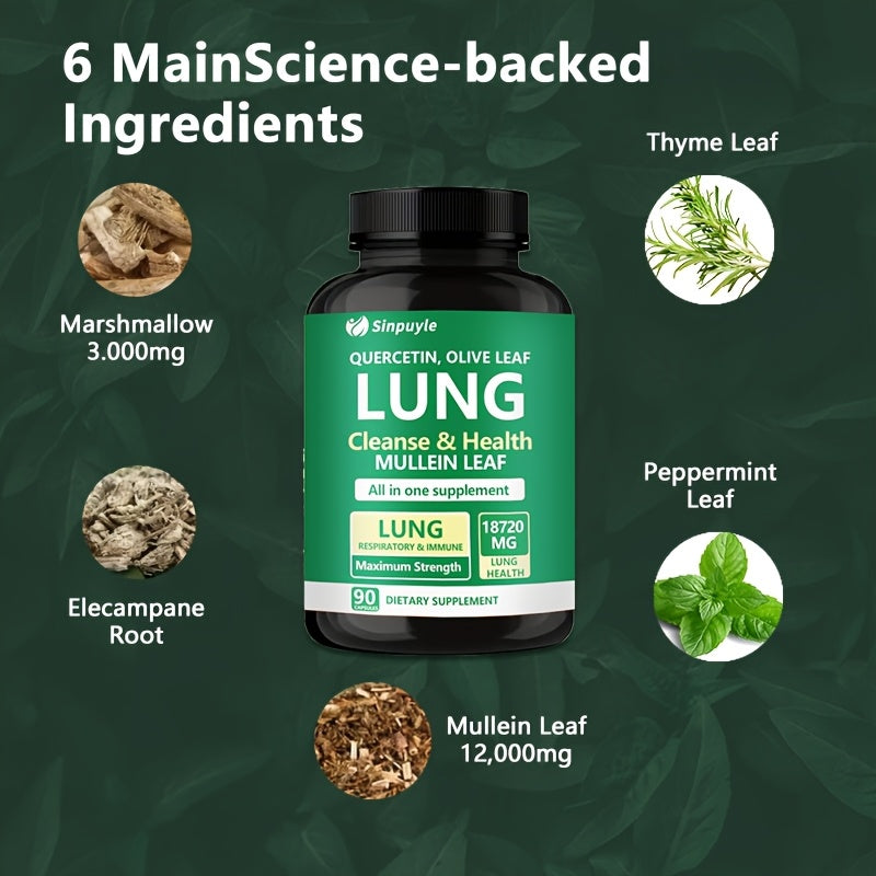 Lung Cleanse & Respiratory Support Supplement - Mullein Leaf & Quercetin