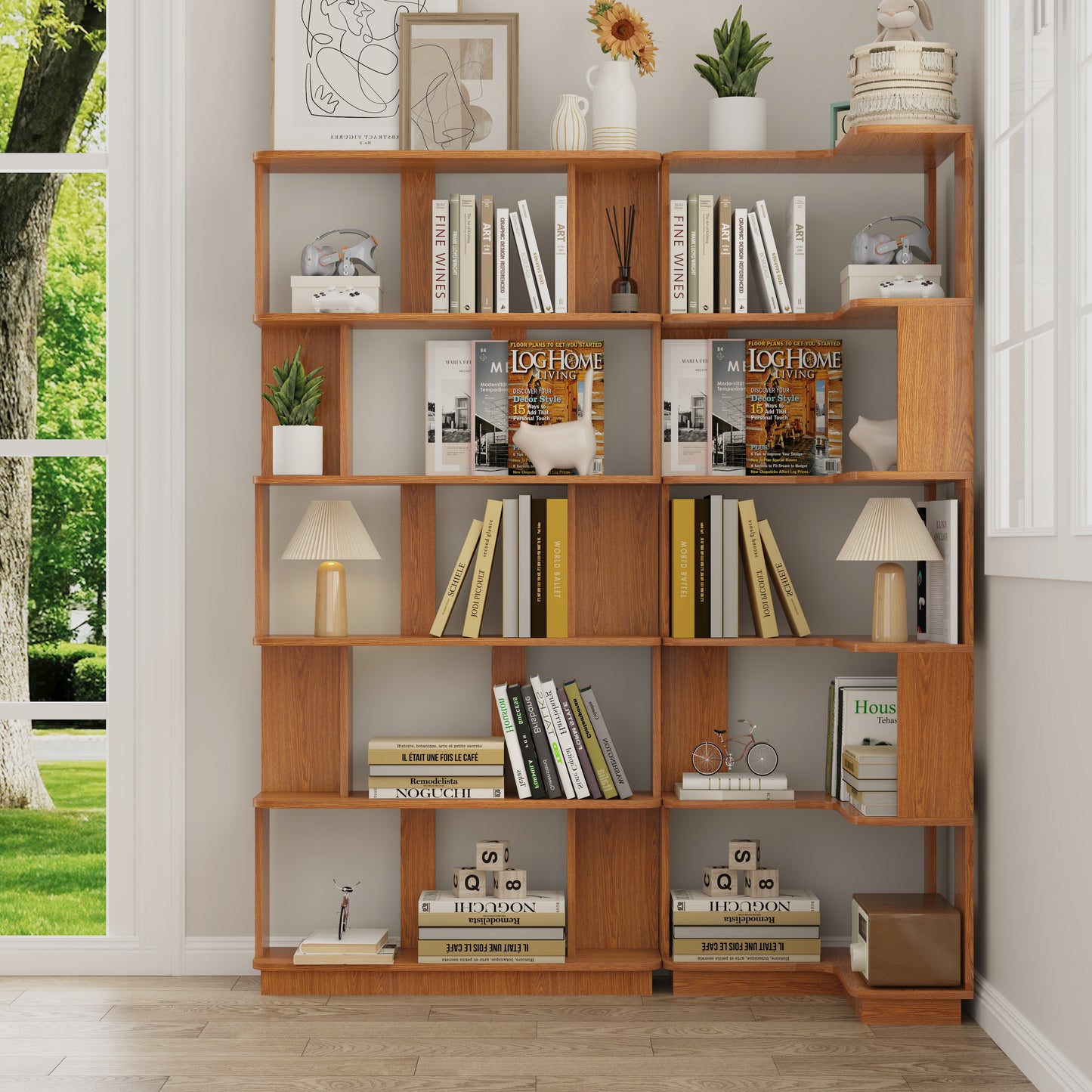 Set Of 2 Free Combination Bookcase Space Saving Corner Bookshelf 55cm