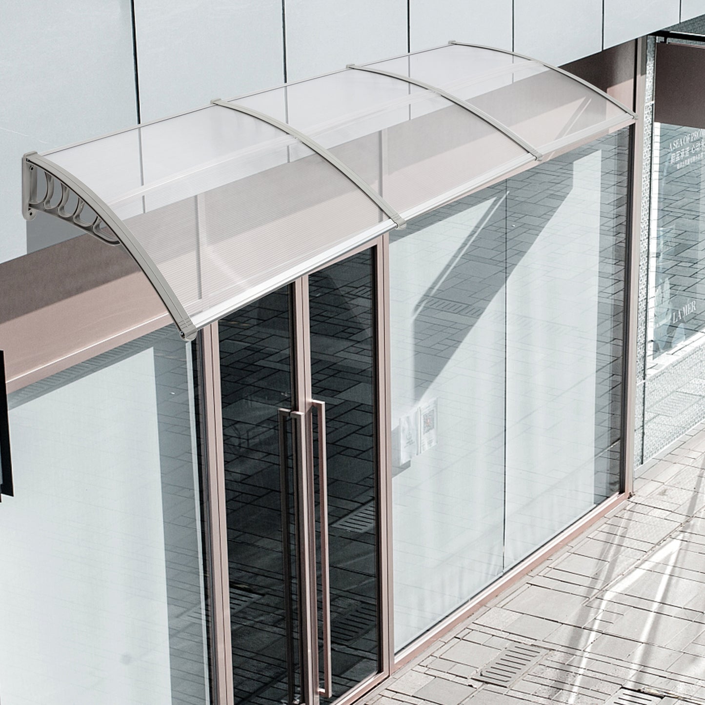 Outdoor Window Awning Canopy 120x38 Inch Polycarbonate Cover Sun Rain Snow Protection Grey