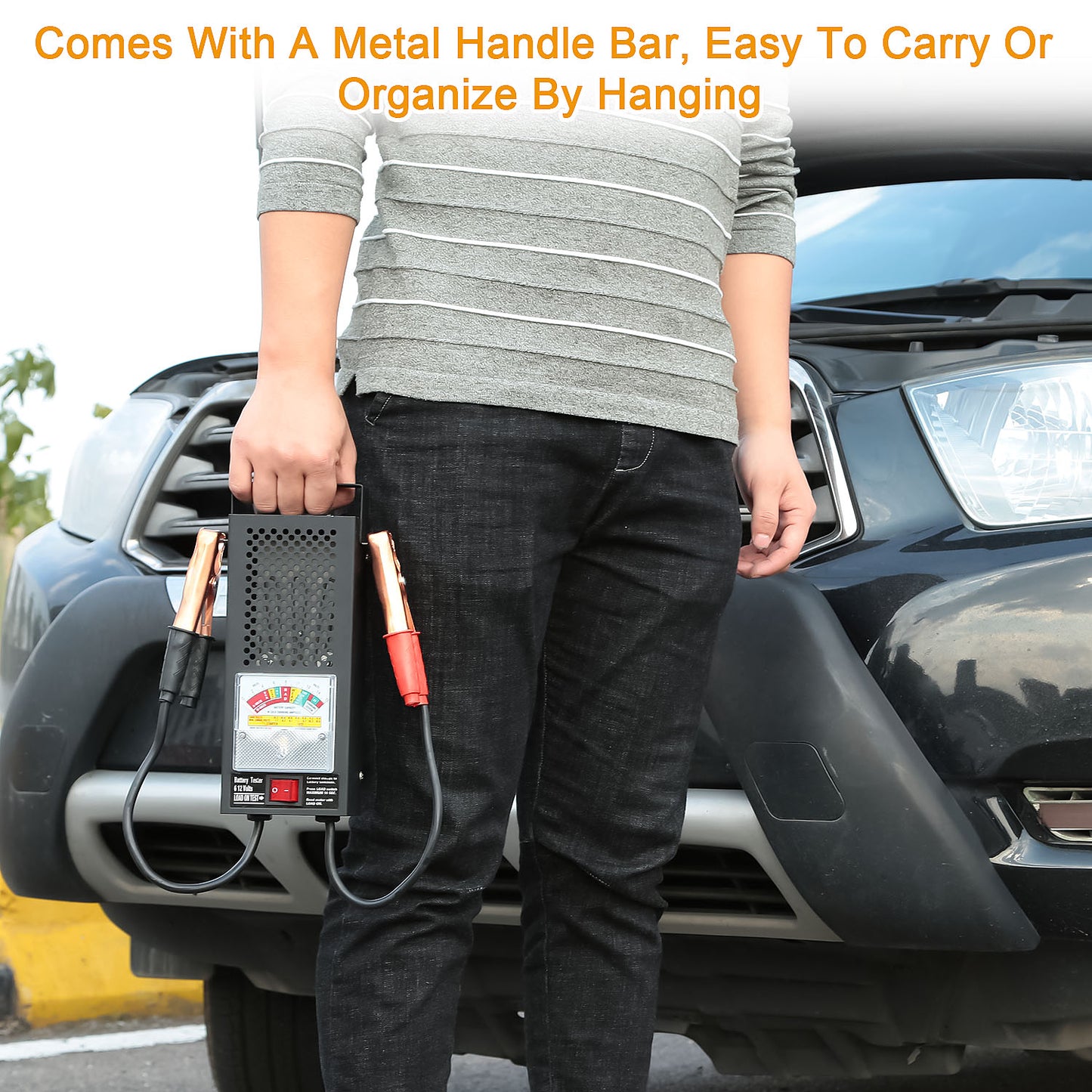 Battery Load Tester 6-12V Automotive Battery Tester with Copper Clips and Handle