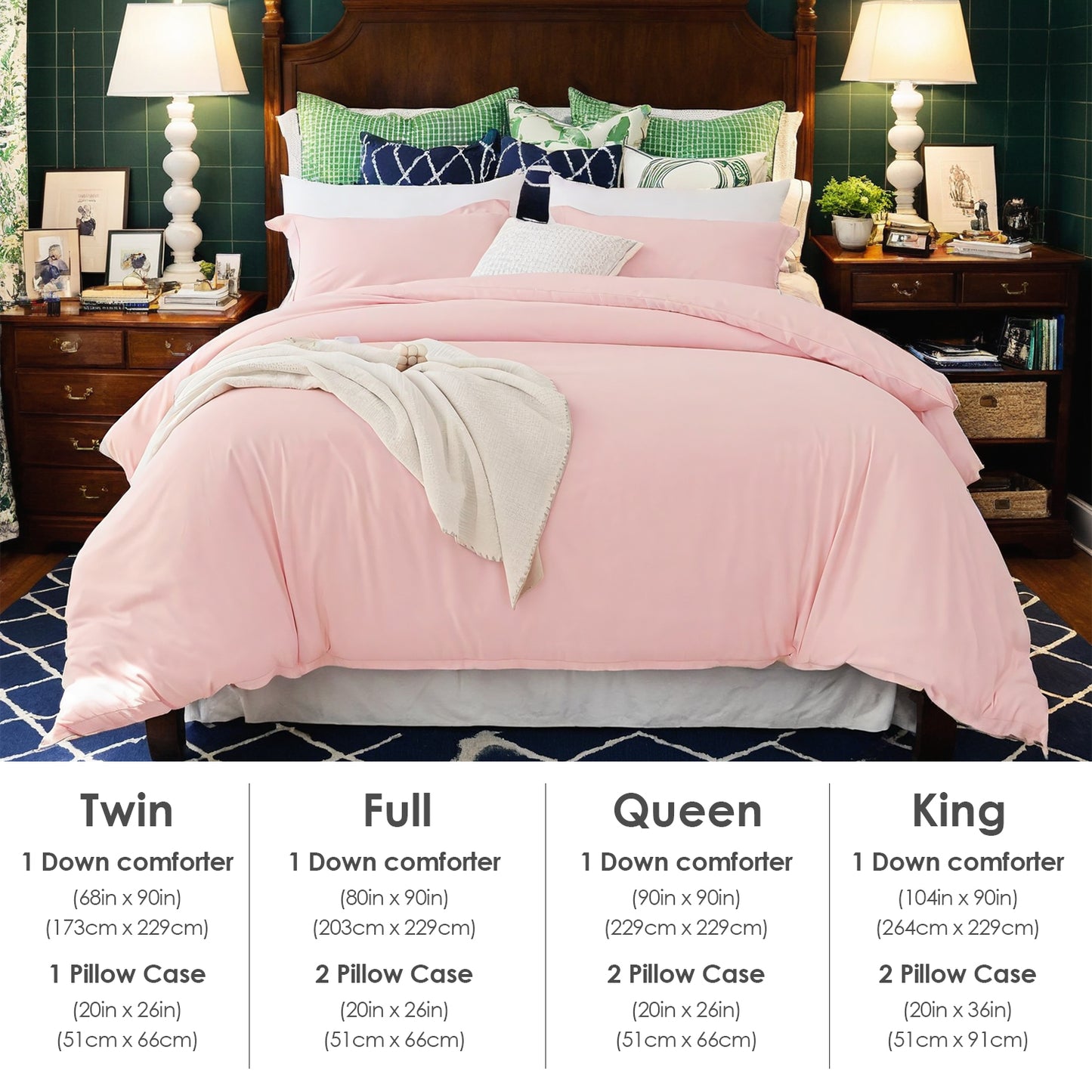 Oversized White and Pink Duvet Cover Set with Pillowcases
