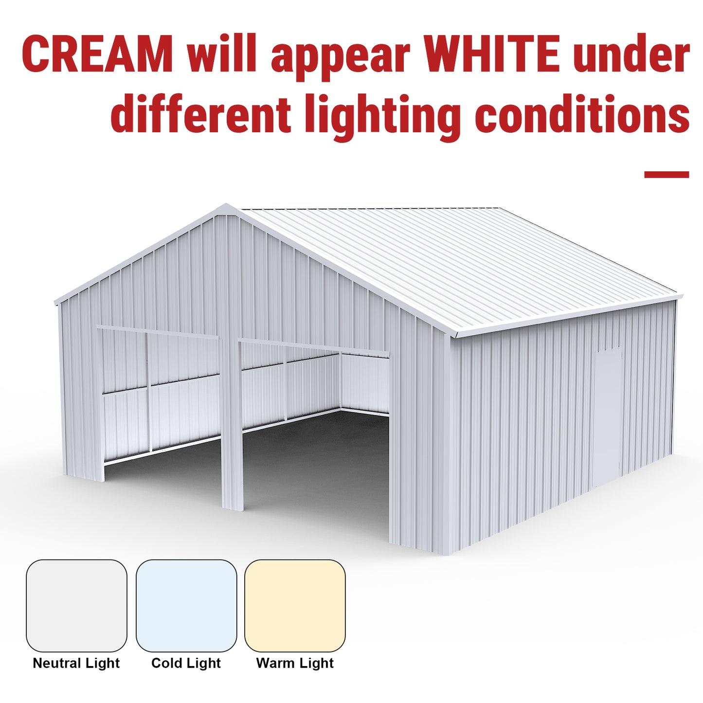Double Garage Steel Barn Shed 22ft x 23ft Heavy Duty Metal Storage Building White