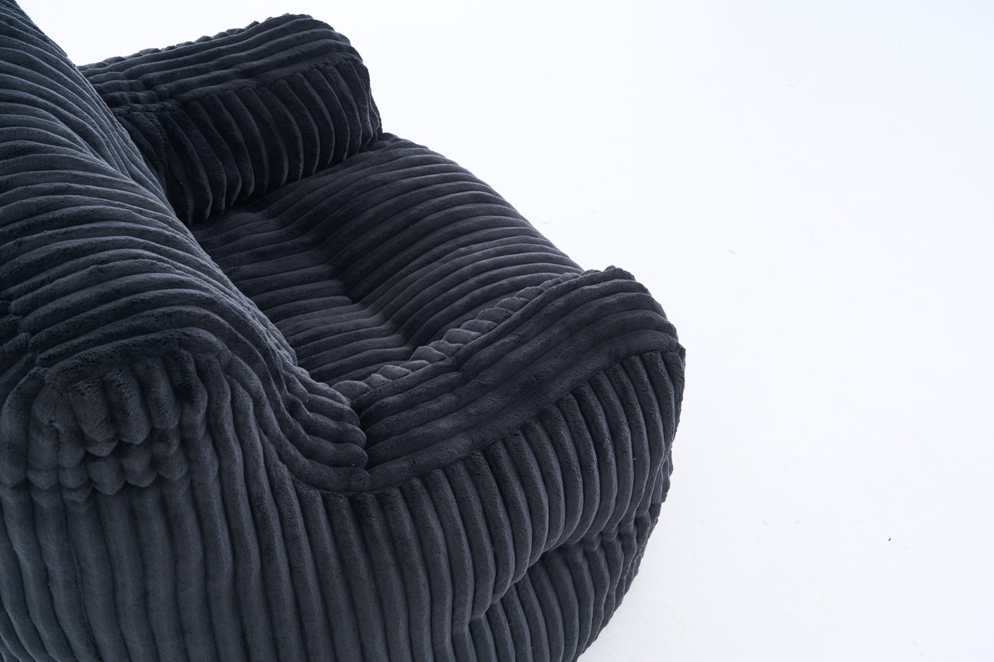Soft Fluffy Corduroy Bean Bag Chair with Memory Foam - Black