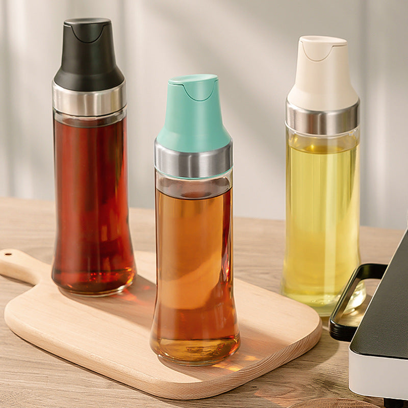 Large Capacity Automatic Glass Oil Dispenser with Flip-Open Spout