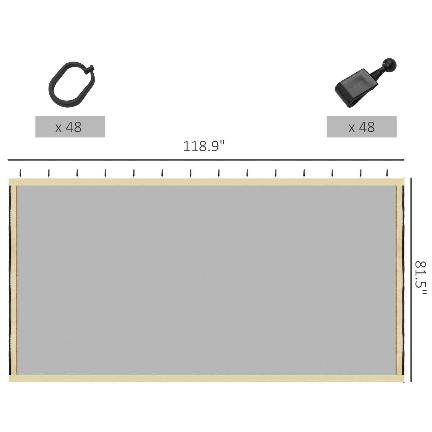 Replacement Mesh Sidewall Netting for 10x10 Gazebos - Beige