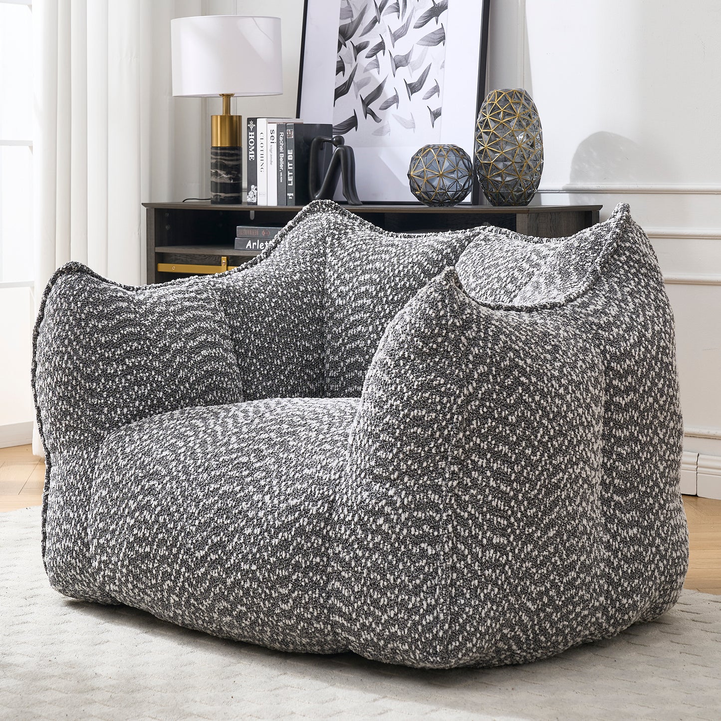 Comfortable Grey Bean Bag Sofa Chair for Living Rooms