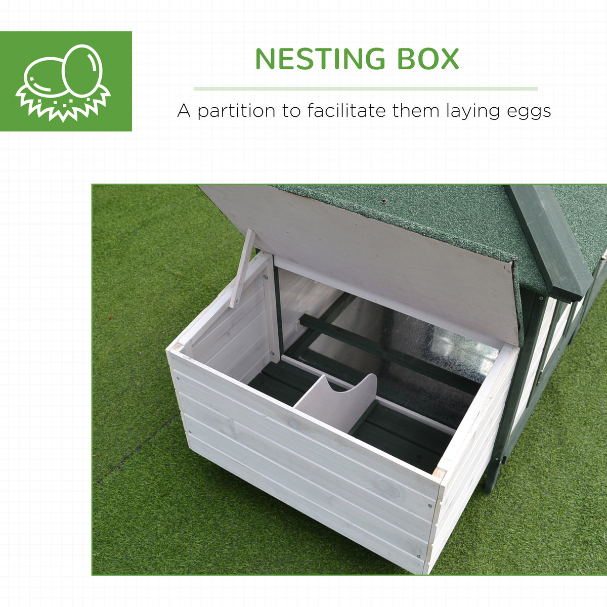 77-Inch Wooden Chicken Coop with Weatherproof Roof & Enclosed Run