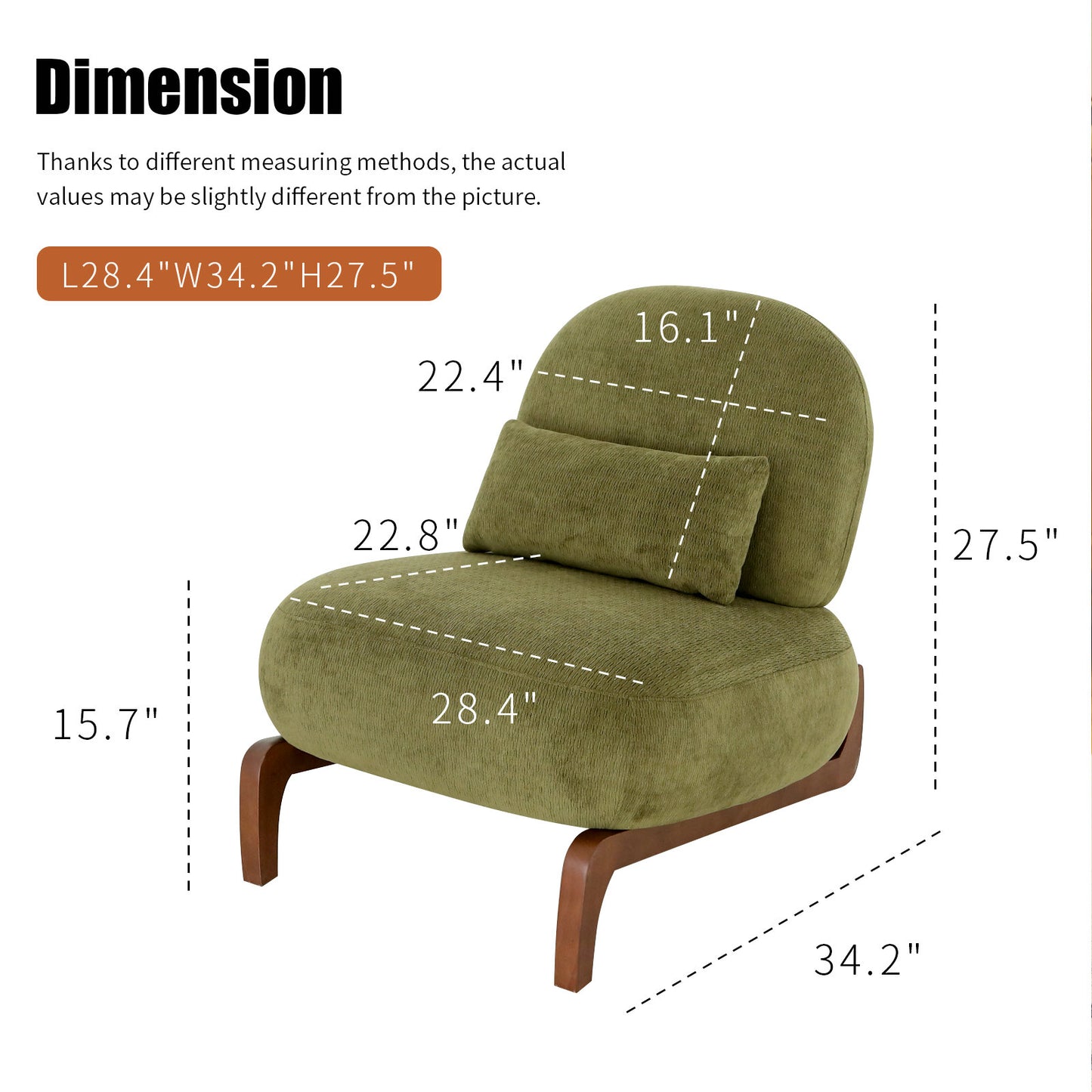 Green Velvet Accent Chair with Solid Wood Legs - Cozy Design