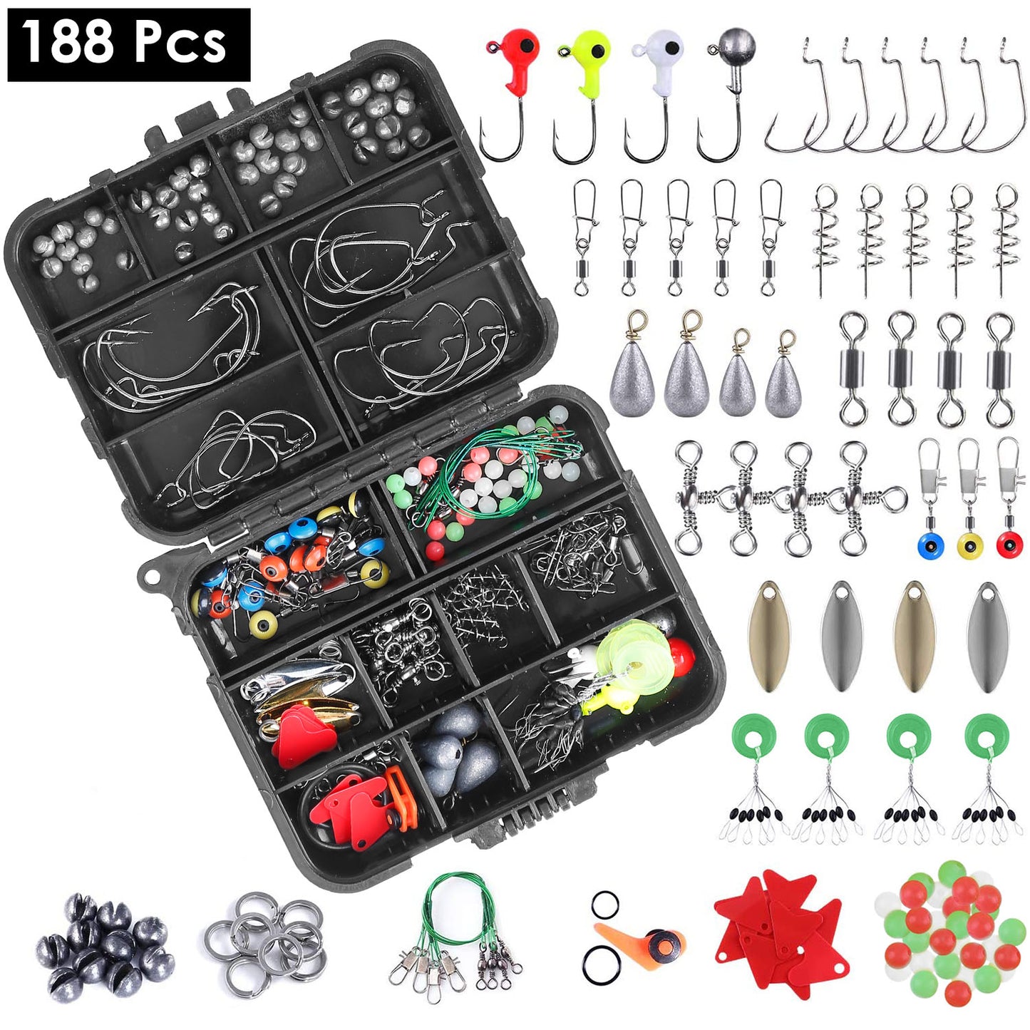 188-Piece Fishing Accessory Kit with Tackle Box
