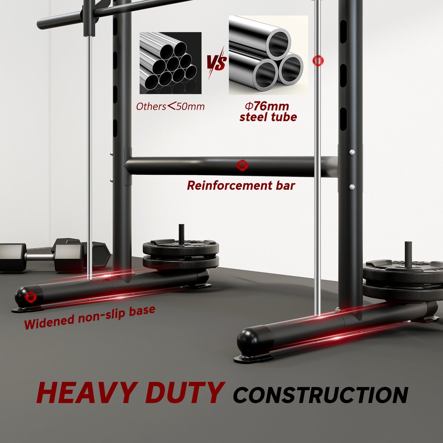 Adjustable Squat Rack with Pull-Up Bar & Barbell Holder - Black