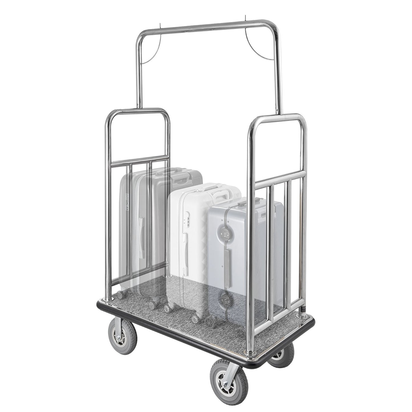 Heavy-Duty Hotel Luggage Cart 1200 LBS Capacity Stainless Steel