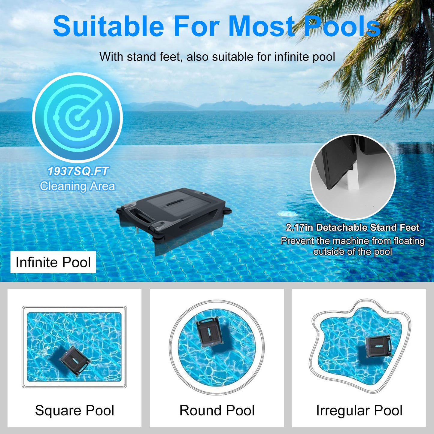 Solar Powered Robotic Pool Skimmer with APP Control, Dual Cleaning Modes, 1937sq.ft Coverage