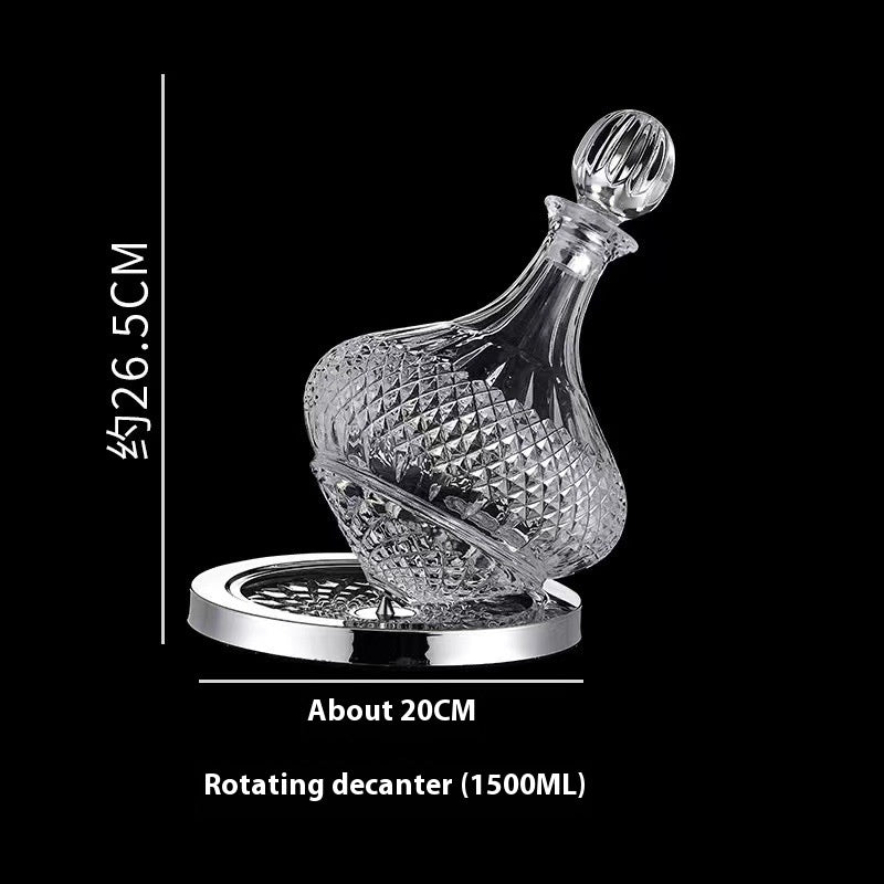 Luxury 1.5L Rotating Crystal Wine Decanter with Mirror Finish - Gift Bar Decor