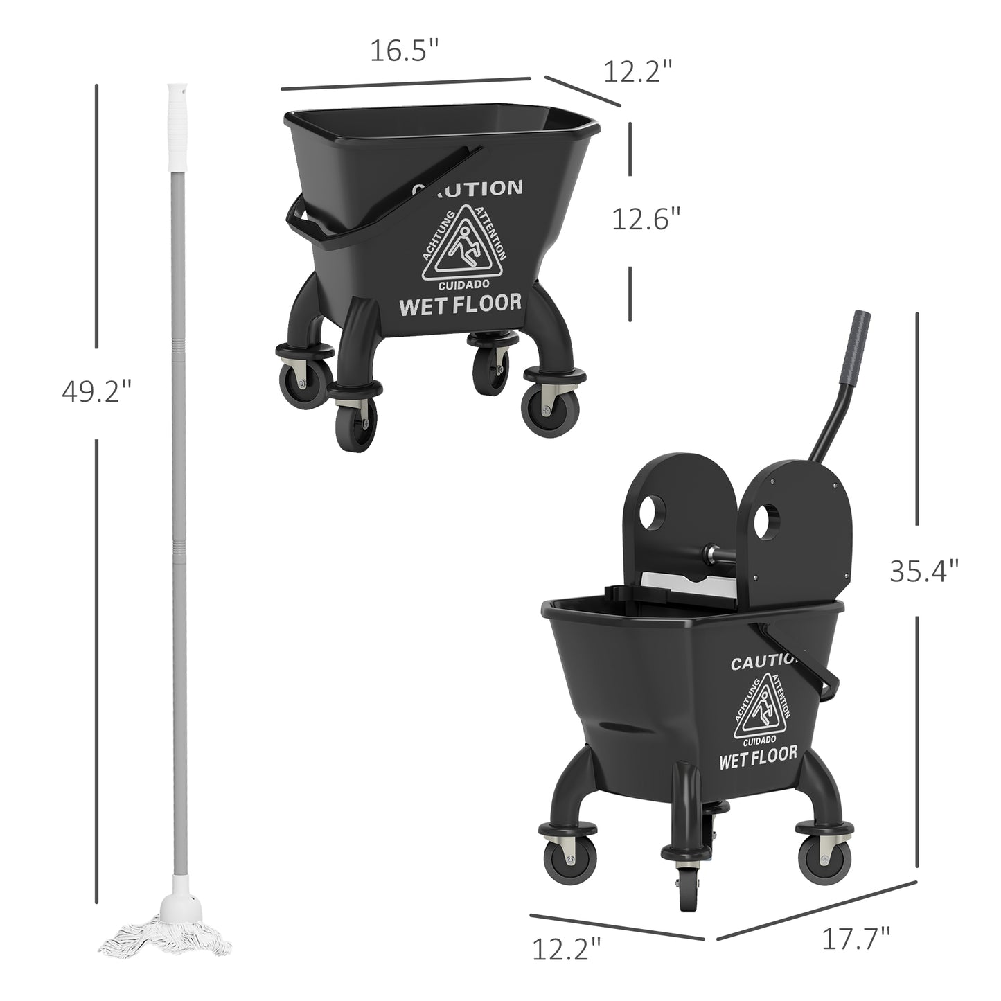 27.5 Quart Mop Bucket with Wringer on Wheels for Easy Cleaning