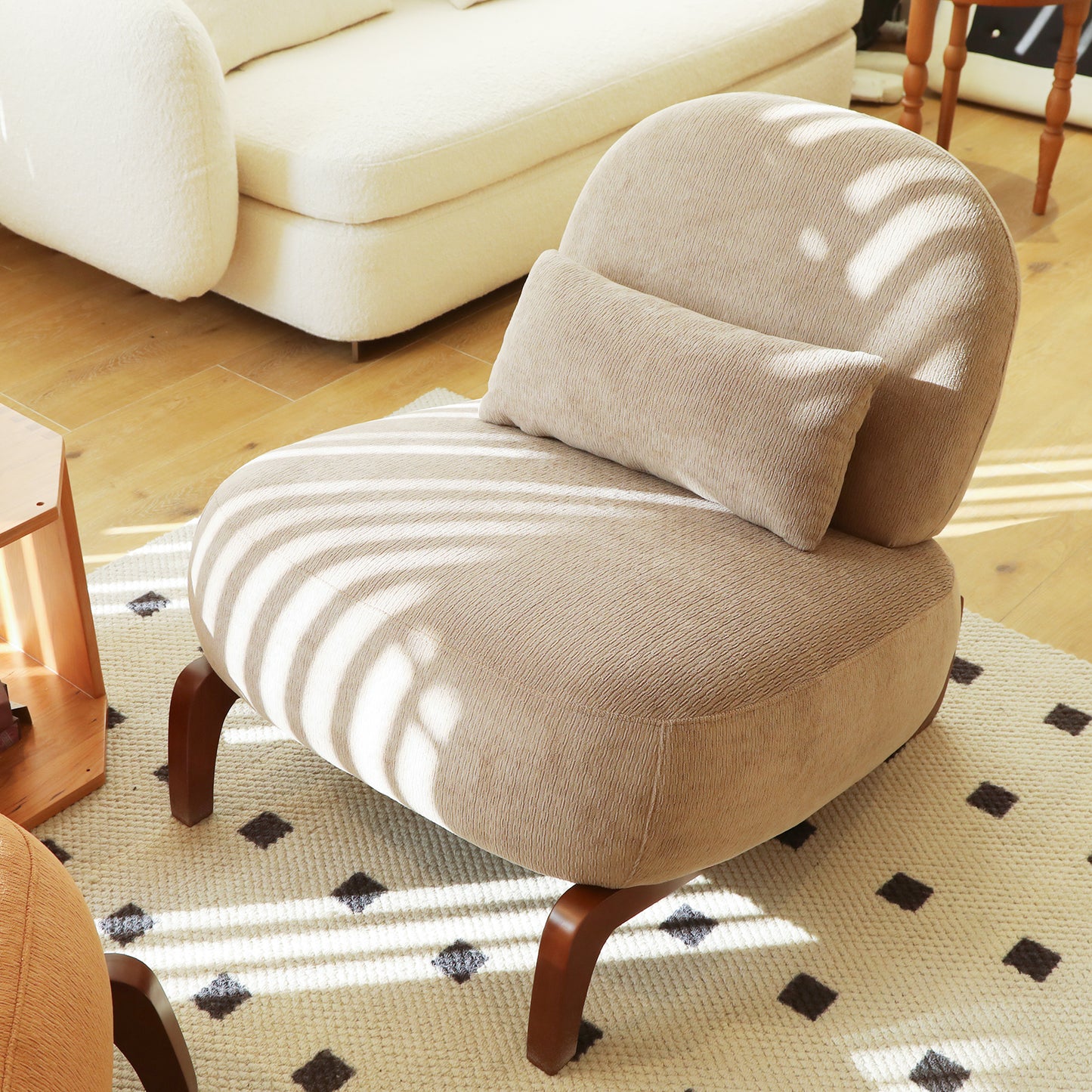 Cozy Accent Chair with Solid Wood Legs - Camel