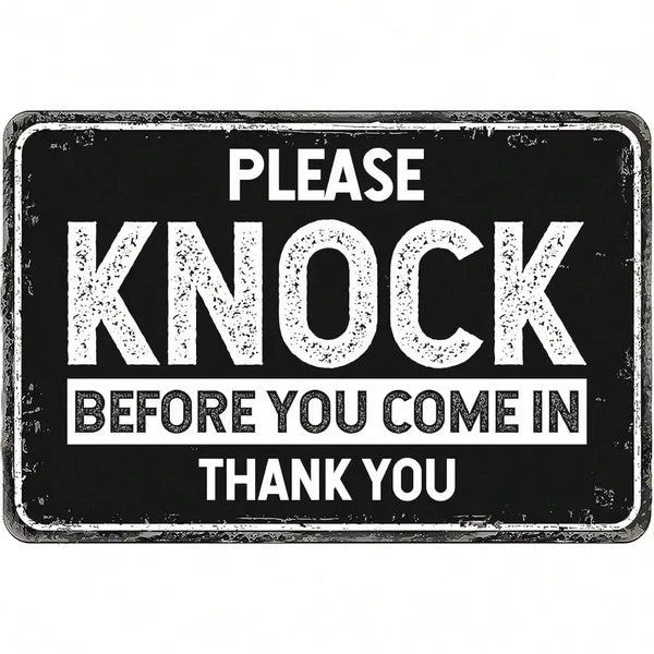 Please Knock Before Entering Metal Sign - 8" x 12" Safety Notice