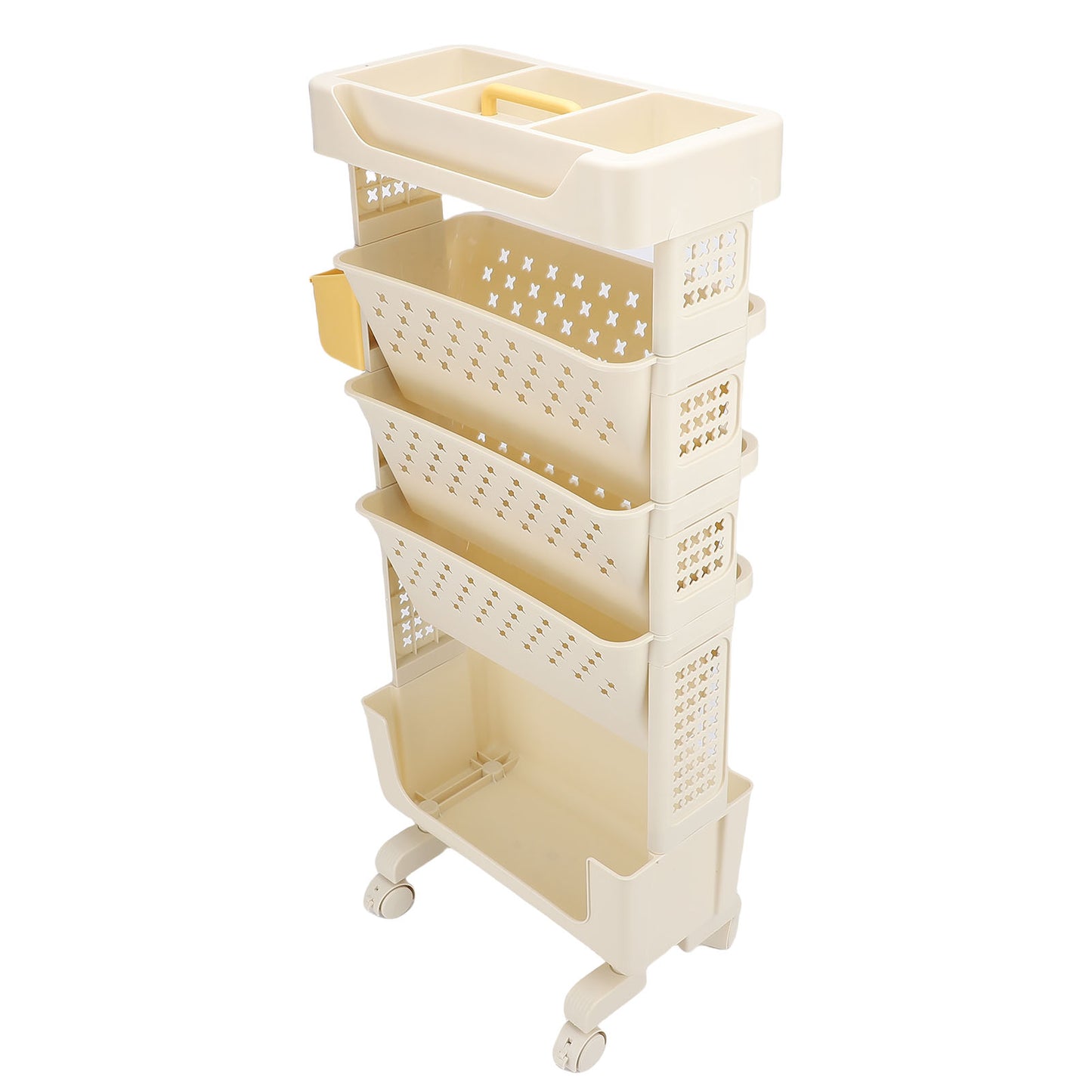 Rolling Book Cart 5 Tier PP Multi Functional Movable Storage Rack